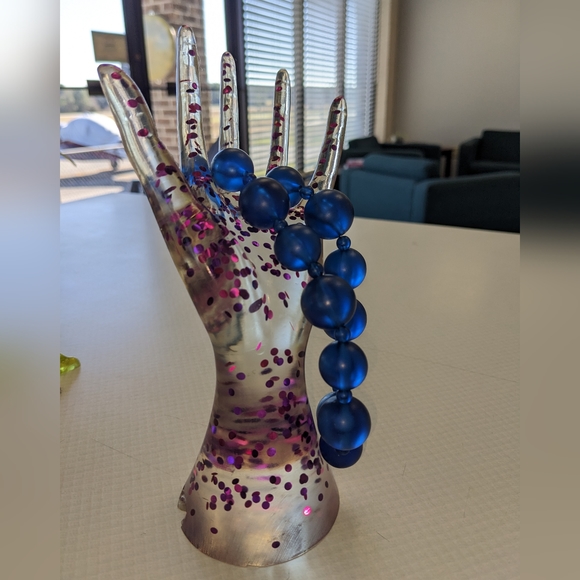 EVC COBALT BLUE LUCITE BUBBLE NECKLACE - Picture 2 of 8